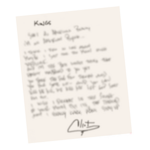 Handwritten Signed Lyric Sheet (Limited Offer/Quantity)